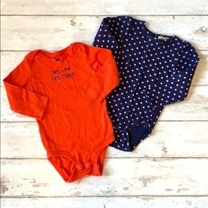 Girls 18m Long Sleeve Onesies Carters Set of 2 Polka Dots Baby Toddler Kids
